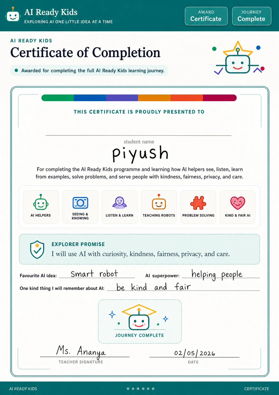AI Ready Kids worksheet sample